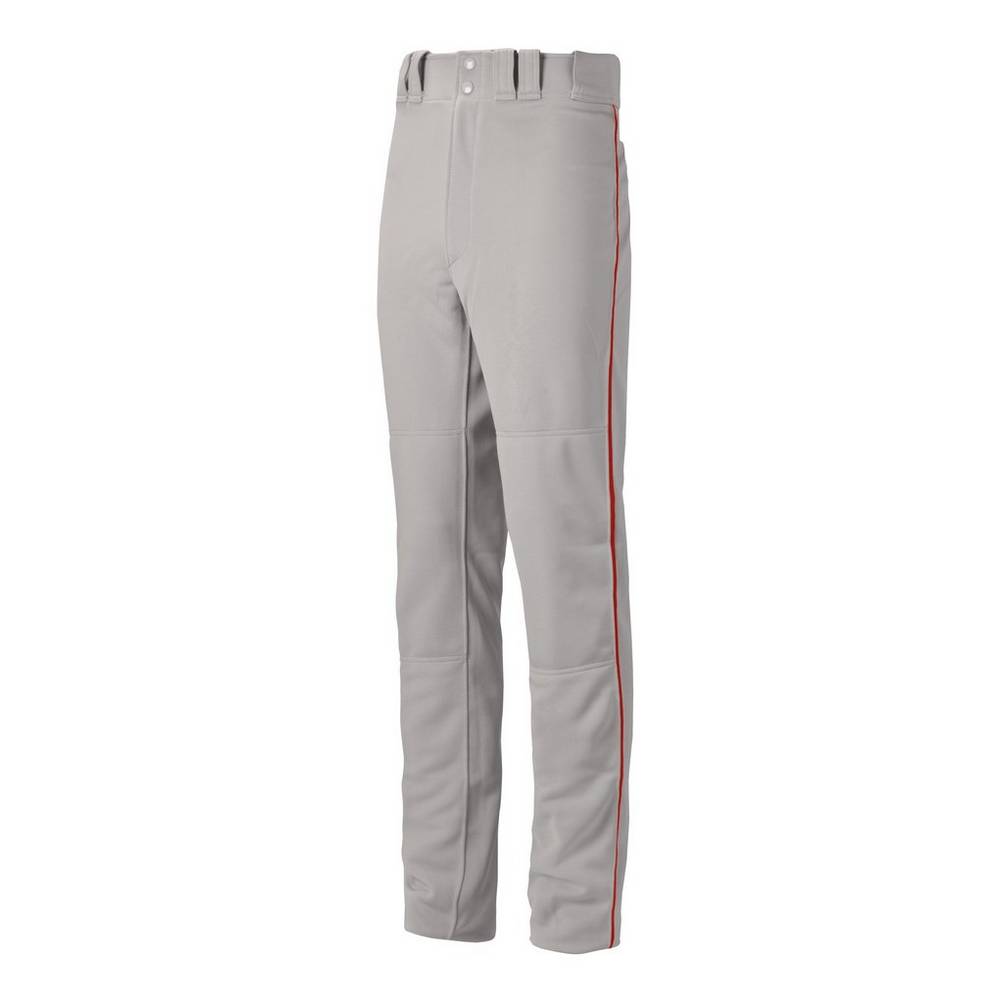 Pantaloni Mizuno Baseball Premier Pro Piped G2 Uomo - Grigie/Rosse - 05814-QILO